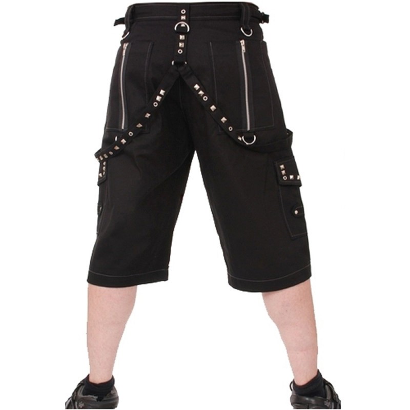 Men Gothic Metal Shorts With Pyramids 